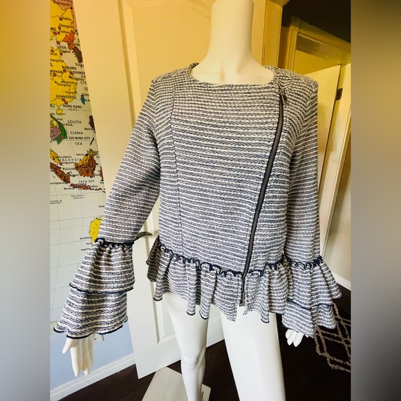 Banana Republic Striped Ruffle Sleeve Jacket - Picture 12 of 15